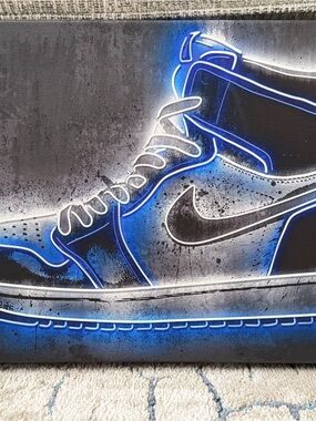 Nike Canvas Art Print - Blue & Black Nike Swoosh
